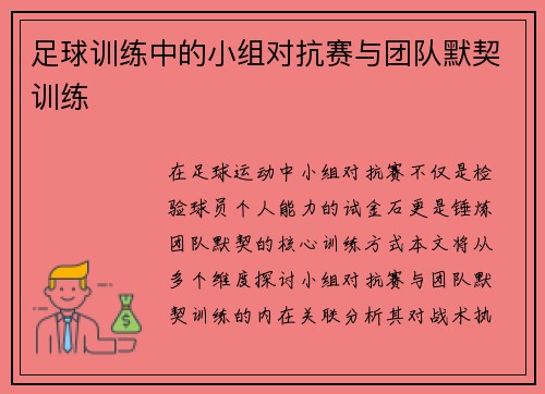 足球训练中的小组对抗赛与团队默契训练